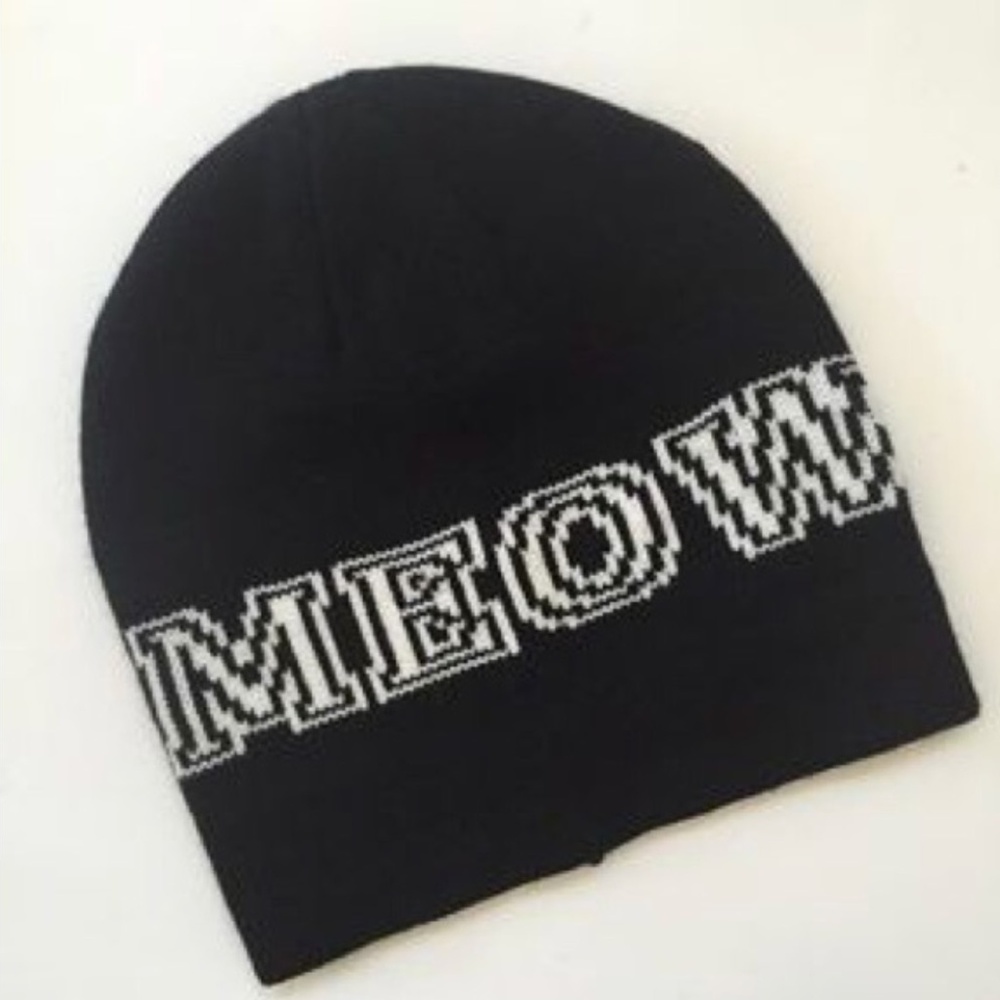 Meow cat black beanie